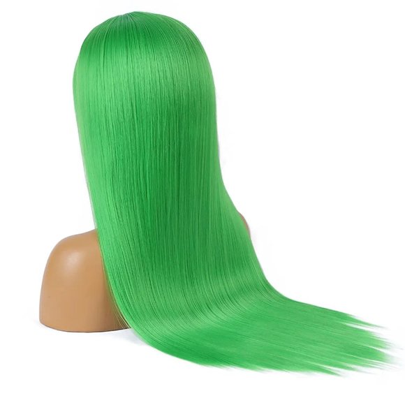 Neon Green Hair Wig With Bangs For Women Drag Queen - Picture 4 of 6